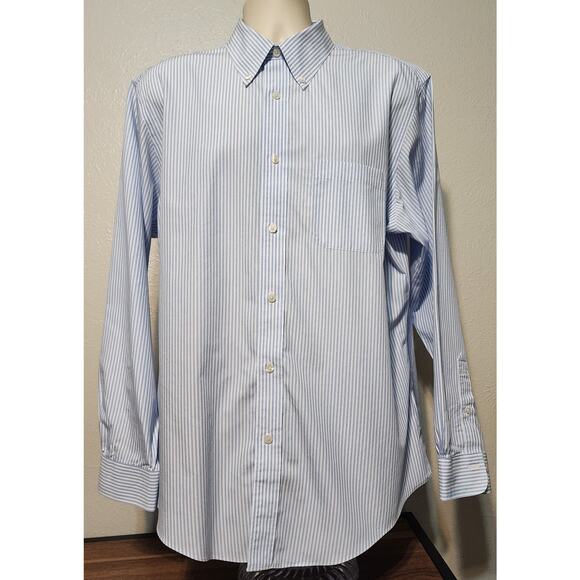 Brooks Brothers Regent Long Sleeve Button-down Dress Shirt Size XL Striped Blue - Picture 1 of 5